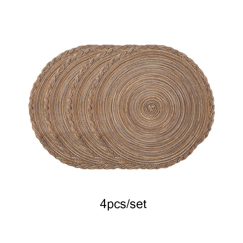 Runde Platzsets 4er-Set Baumwolle gewebtes Platzset Hitzebeständig Rutschfest Waschbare Tischsets für Esstisch