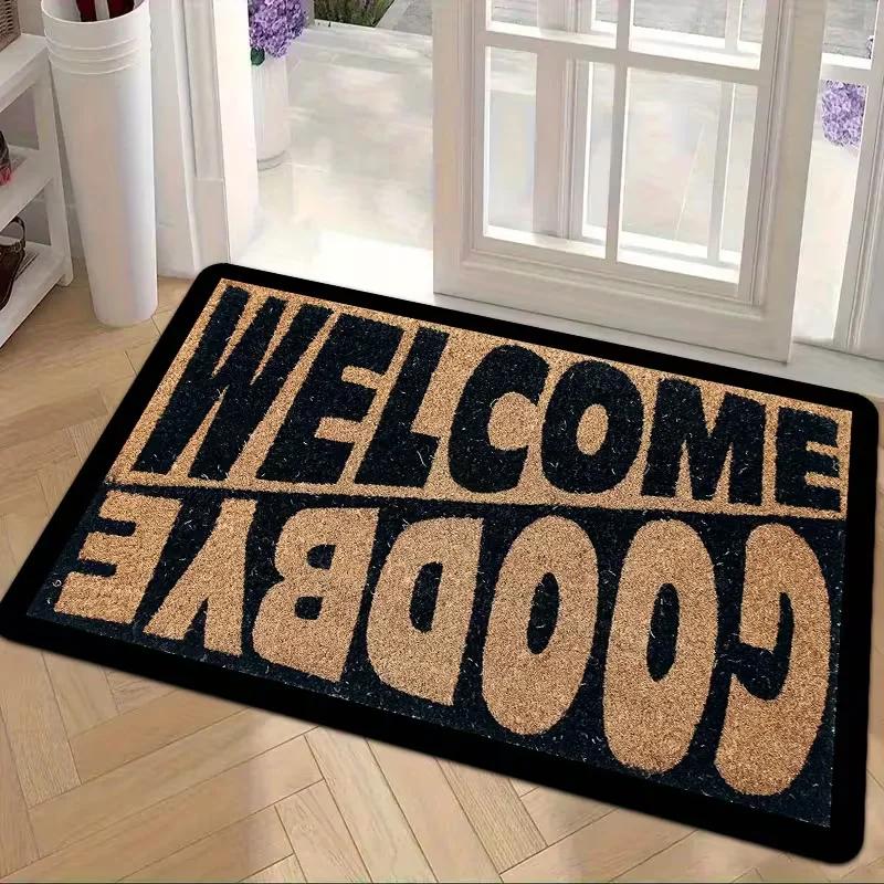 Fun Welcome/Goodbye Rug Home Living Room Entrance Personalised Greeting Mat Non-Slip Wear-Resistant Home Decor