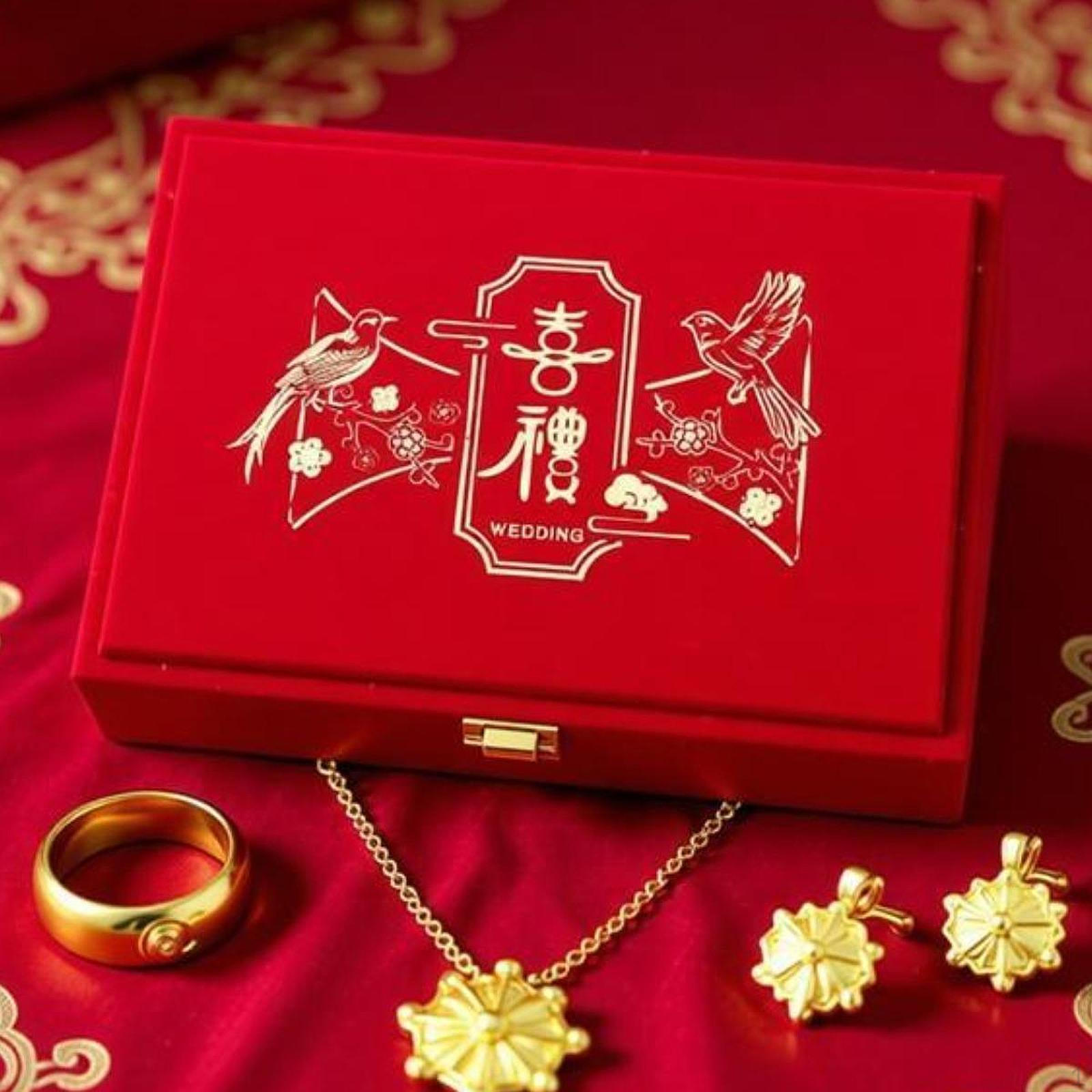 Chinese Jewelry Box , Storage Holder Portable Display Case Earring Rings Bracelet Necklace Happiness