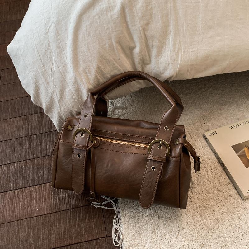

Small Top-handle Bags For Women Luxury Designer Purse And Handbag Quality Casual Street Pure Color ladies Shoulder Bost Bag коричневий