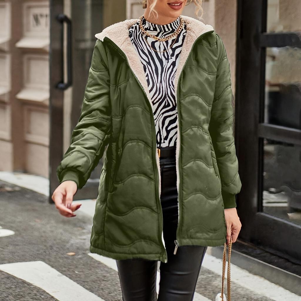 Women's Solid Color Thick Long  Sleeve Fashion Coat Jacket