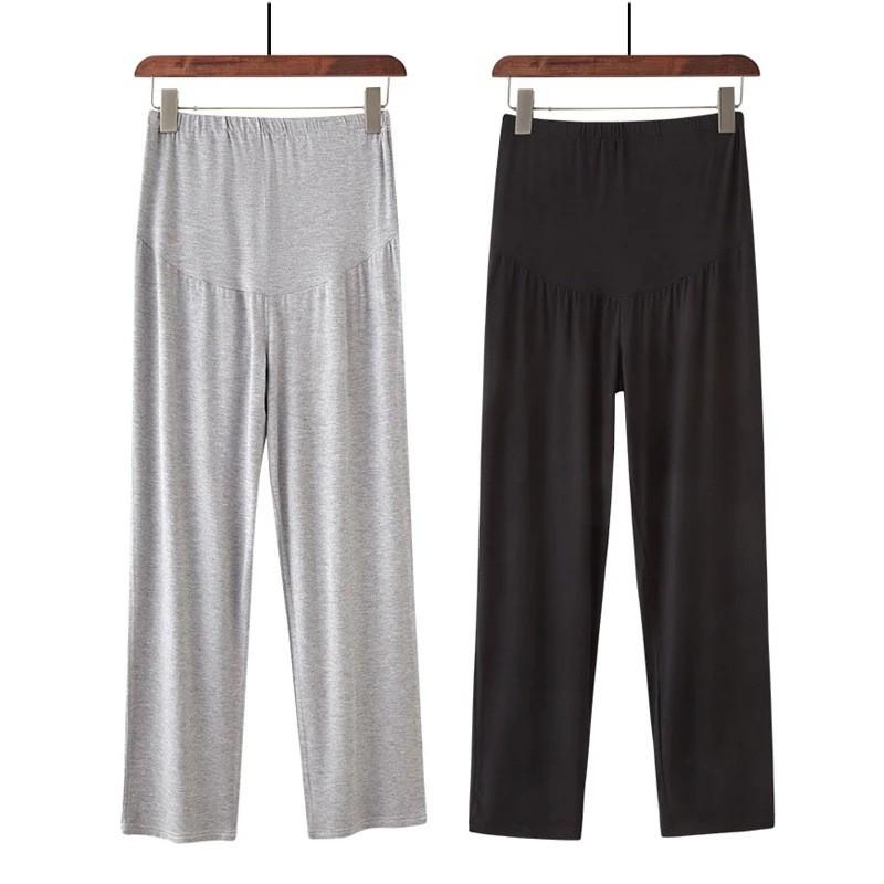 Womens Maternity Wide Leg Pants Thin High Waist Adjustable Waistband Belly Support Plus Size S-3XL