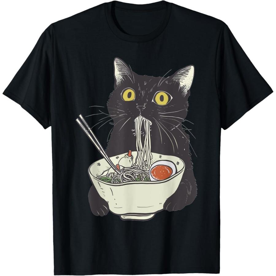 Pinchchoo Cat Eating Ramen Retro Japanese Noodles Funny Cat Lover T-Shirt XXXXXL разноцветный