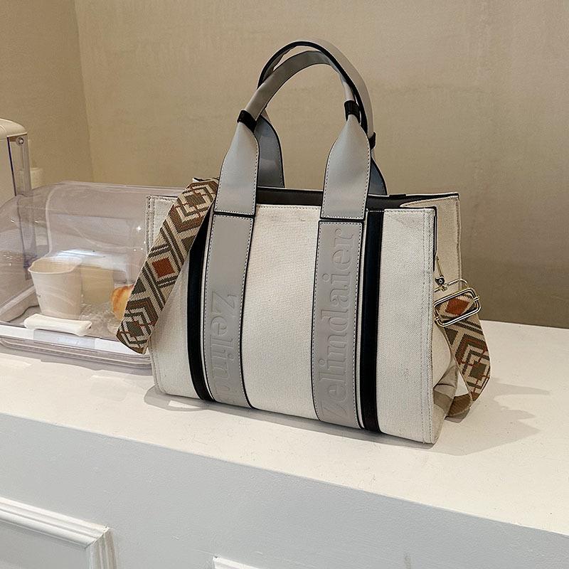 Canvas Bag Women's Large Capacity 2025 New Fashion Versatile Spring and Summer Shoulder Messenger Bag Portable Commuter Tote Bag
