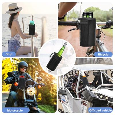 Portavasos de tela Oxford aislado con clip de drenaje para bicicletas, botes, vehículos todo terreno, soporte para bebidas resistente al agua para aventuras al aire libre