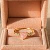 Heart Shape Pink Rose Quartz Stone Gold Plated Ring for Women – Romantic Elegant Jewelry Personalized Rings