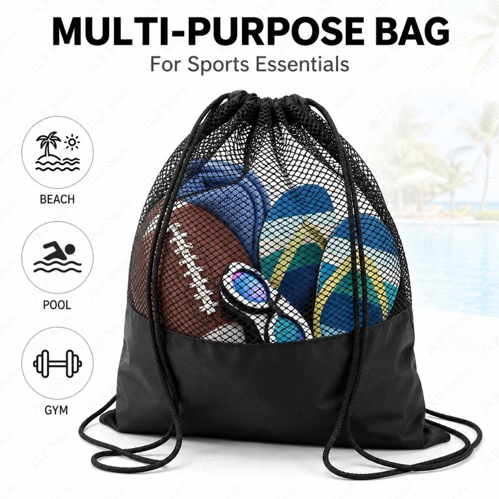 Mesh Football Storage Backpack Portable Ball Bag for Basketball Volleyball Outdoor Sports Equipment Organizer Carry Sack for Gym