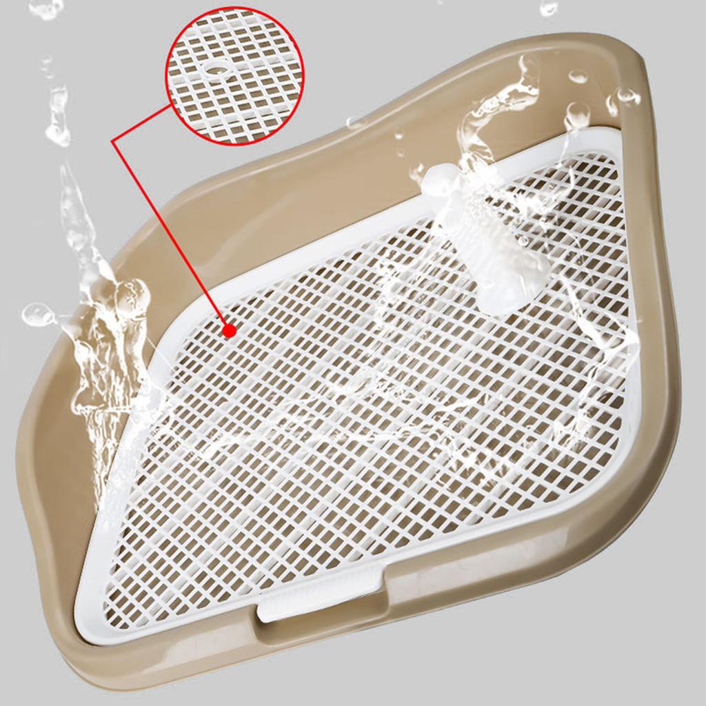 Hunde-Toilettenschale mit erhöhten Zäunen, herausnehmbarem Maschenrost und Pfosten, verhindert Spritzer, großer Platz