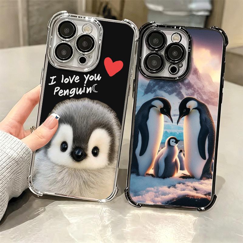 Penguins Love At The North Pole Soft Phone Case For iPhone 15 16 17 Air 14 Pro Max 16E Plus 13 12 Mini Plating Anti-Fall Fundas