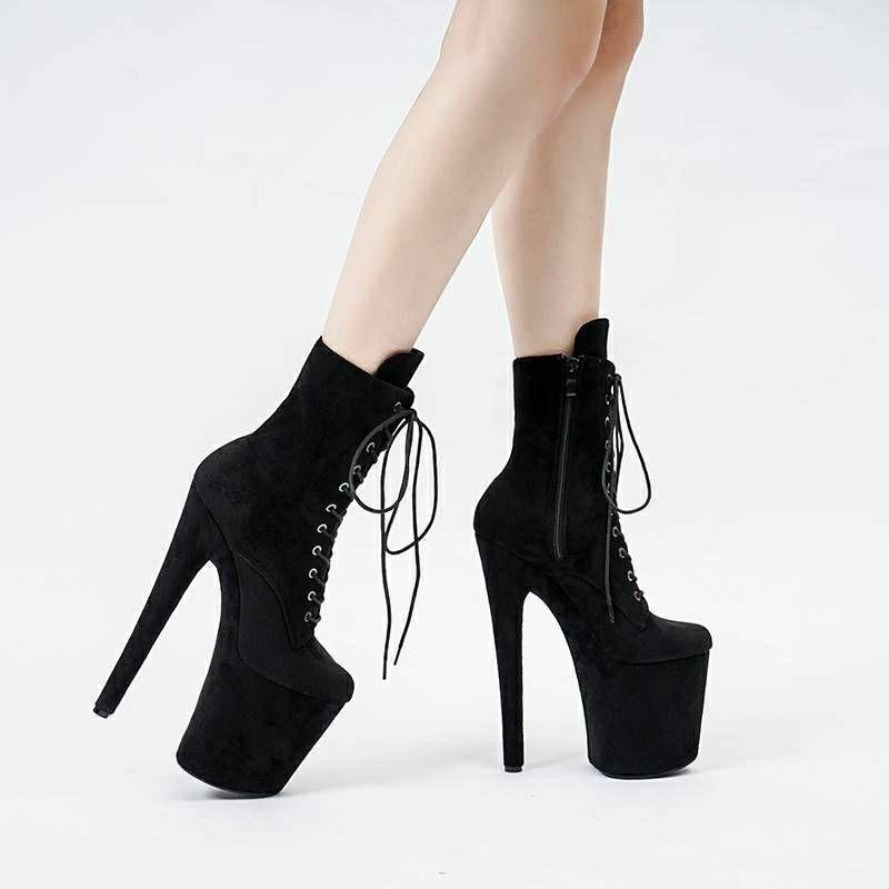 20CM Donna Tacchi Alti Sexy Pole Dance Piattaforma Nightclub Modello Passerella Stivali Corti Scarpe da Club