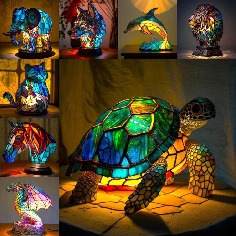 (Sea Turtle)Bebetter Flat Metal Tabletop Decoration Home Animals Table Lamp Supplies Series