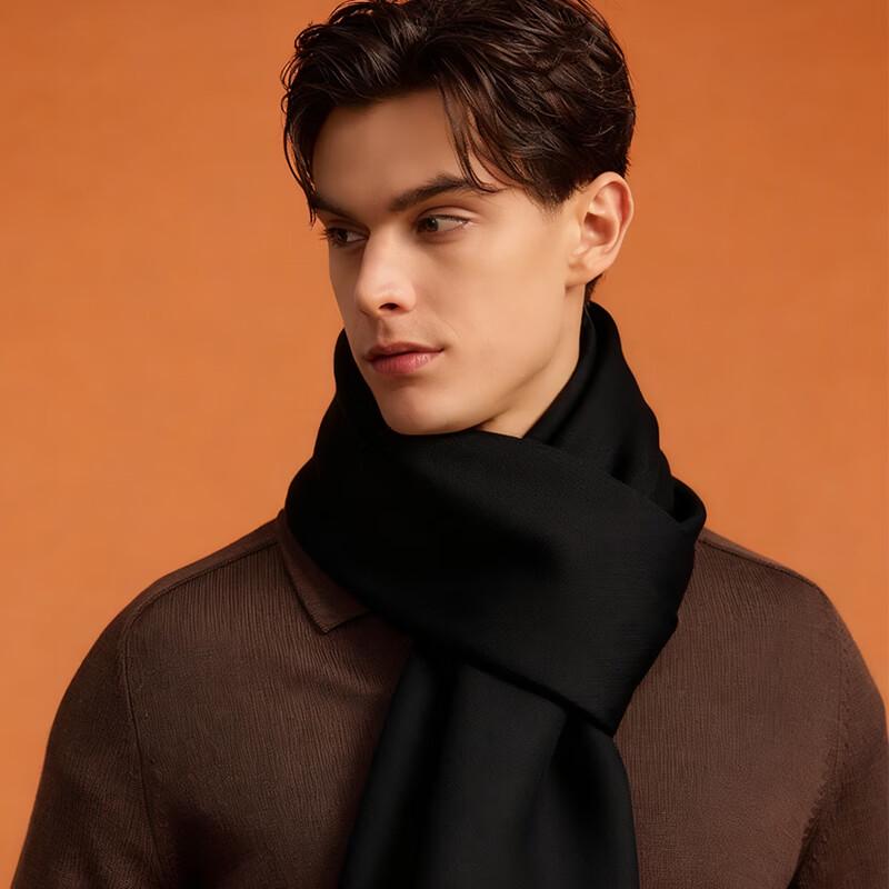 Hengyuanxiang Men's Solid Cashmere Blend Scarf