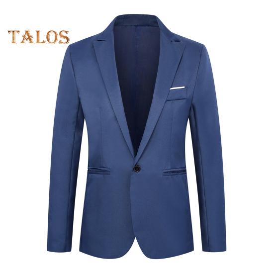 Giacca da uomo slim fit tinta unita business blazer con bottone singolo e tasche per matrimonio ufficio sera festa