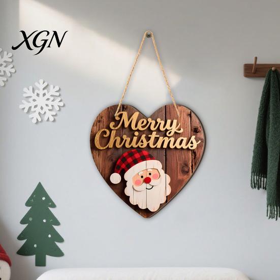 Warm Atmosphere Wall Art Decor Christmas Wooden Pendant, Decorative Reindeer/Santa Claus/Gnome Pattern Hanging Sign, Welcome Sign with Weather