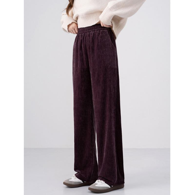 

Осень и зима новые ретро широкие брюки женские двусторонний снежный хлопок вельвет бархат свободные повседневные подметающие прямые брюки L