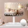 FASCINATE LED Lighted Tabletop Actress 1000mAh Adjustable Angle 10x White Mirror, Mirror, Rechargeable, Built-in Battery, Brightness, 360° Adjustment,