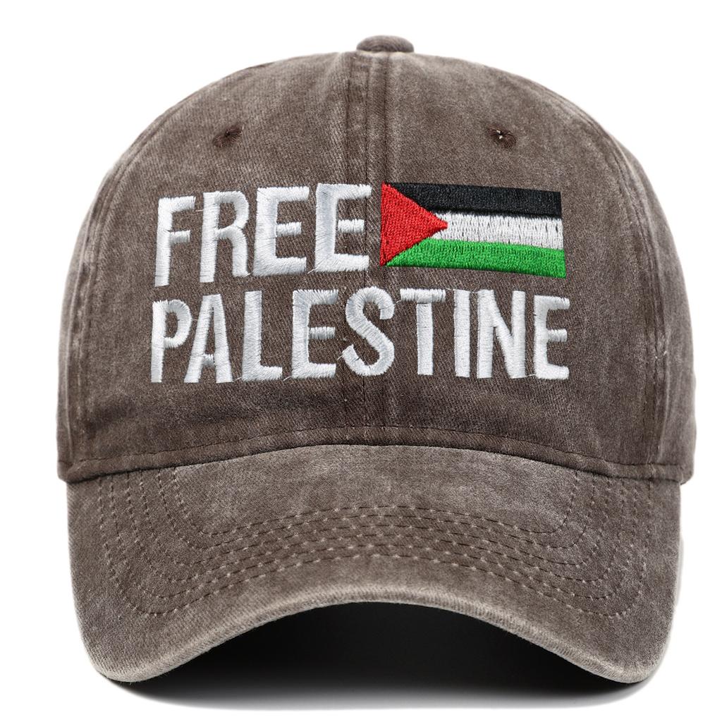 Free Palestine Embroidered Baseball Cap, Vintage Washed Dad Hat, Adjustable Political Sun Hat for Men Women