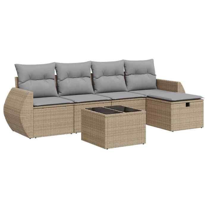 VidaXL Garden Lounge Set with Cushions 6 Pcs Beige Braided Resin 3325575