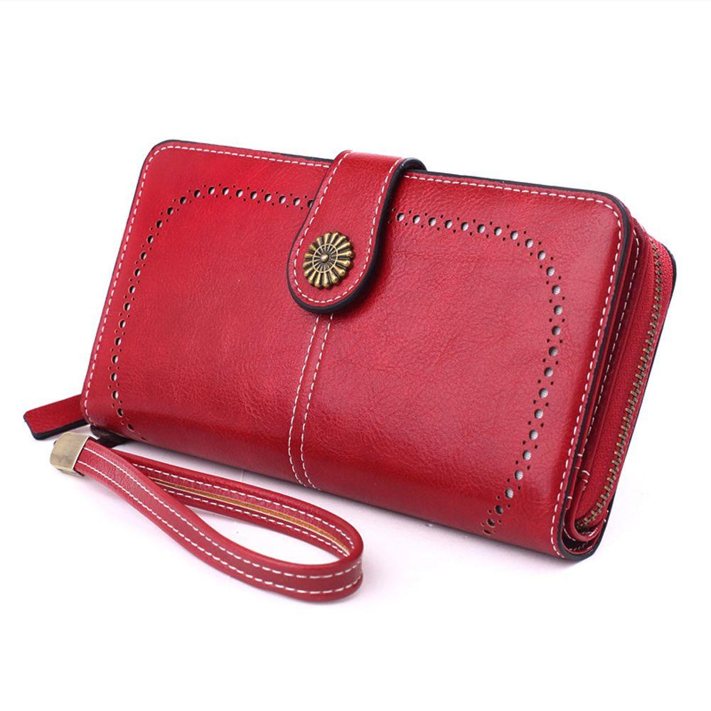 Elegant Vintage Zipper Flower PU Leather Korean Handbag Purse Wallets Women Coin Purse Card Holder