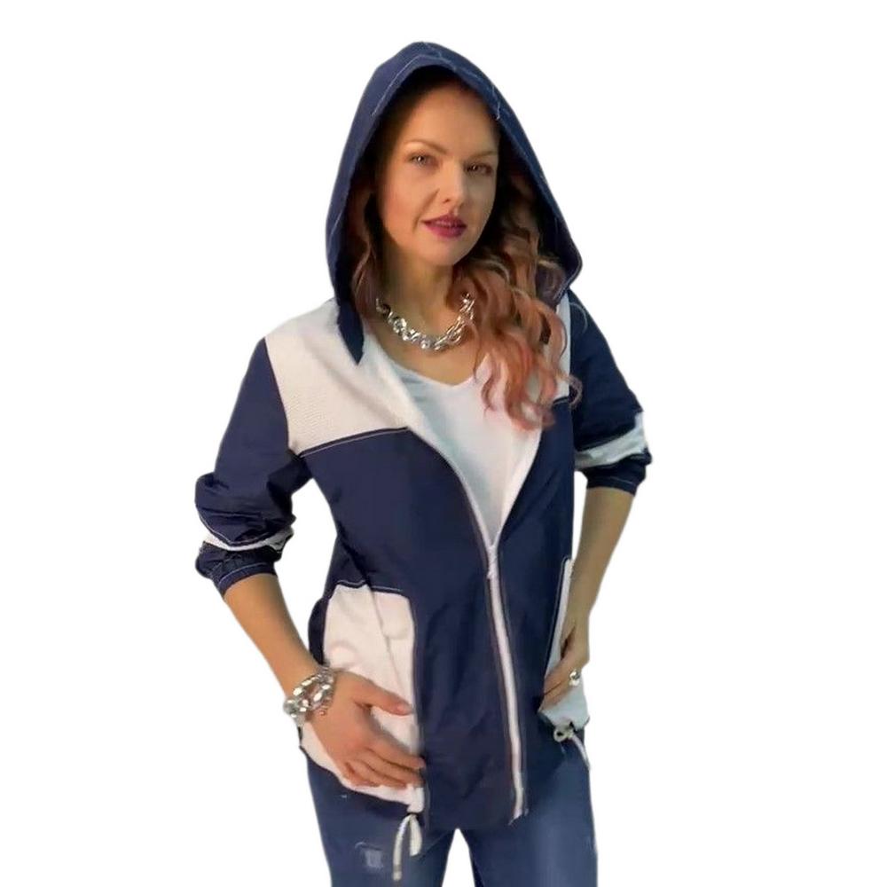 Fierte Damski płaszcz typu trench w dużych rozmiarach Lm16050 z kapturem i zamkiem błyskawicznym