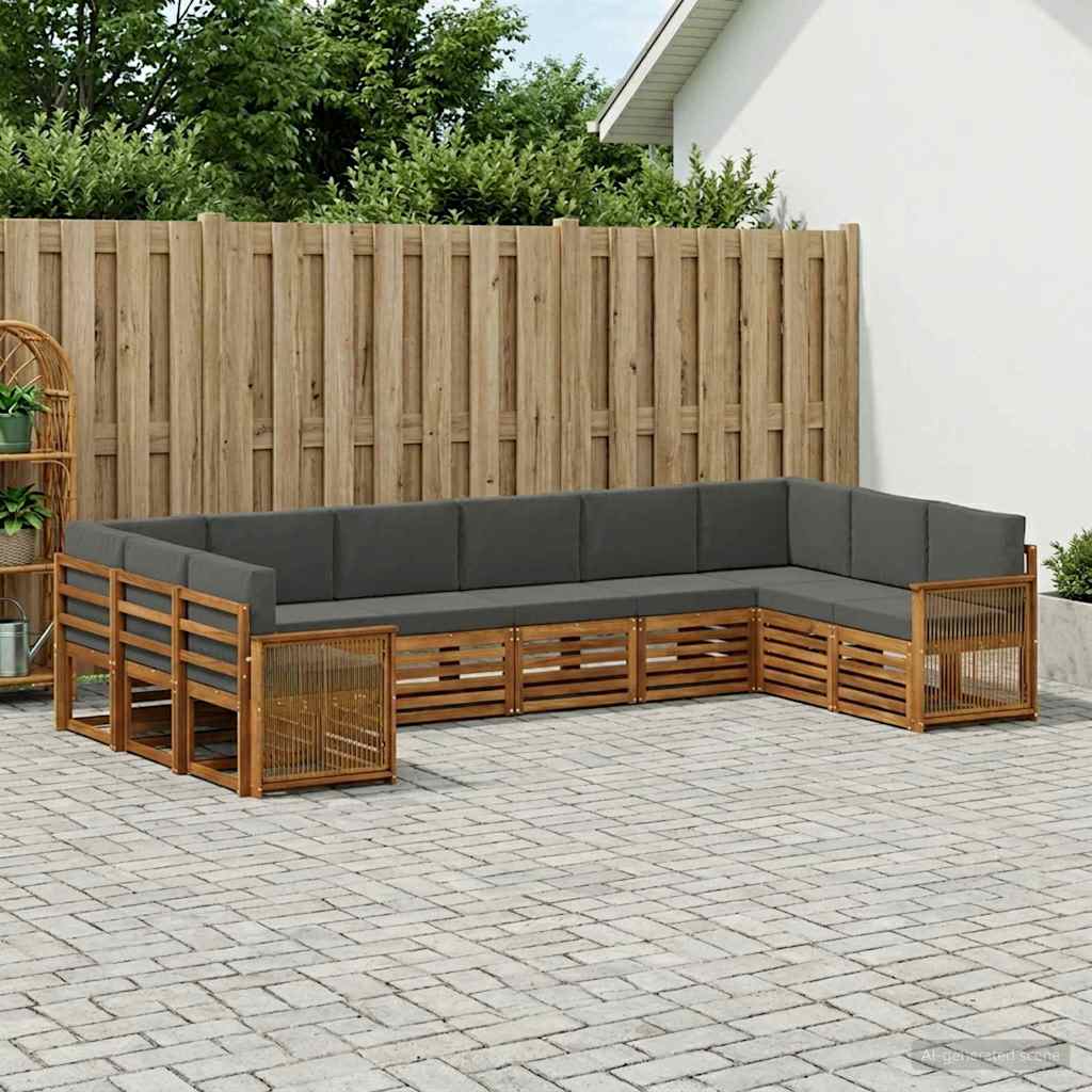 Corner Sofa Set with Cushions 7 pcs Natural and Anthracite
