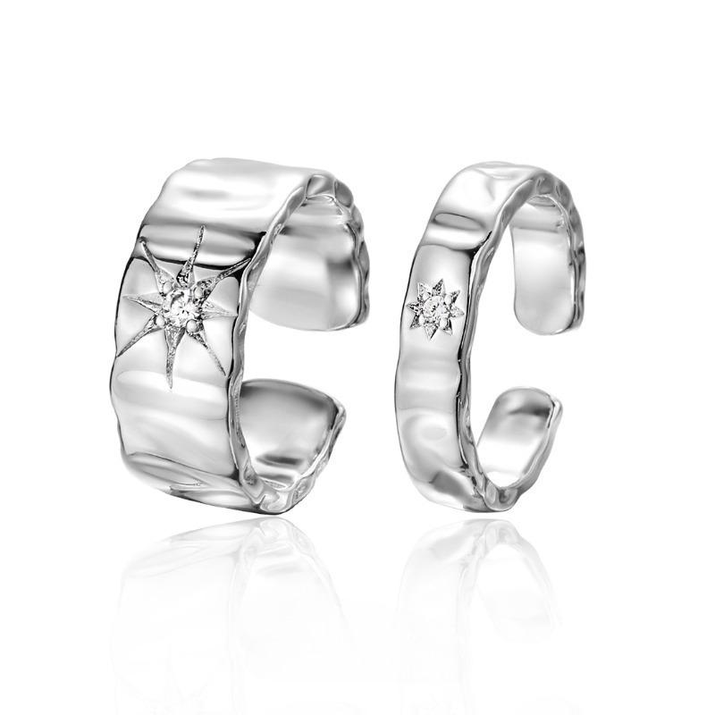 Shining Zircon Irregular Star Ring Fashion Exquisite Women Men Y2K Opening Adjustable Couple Rings Hiphop Girls Party Jewelry Gifts