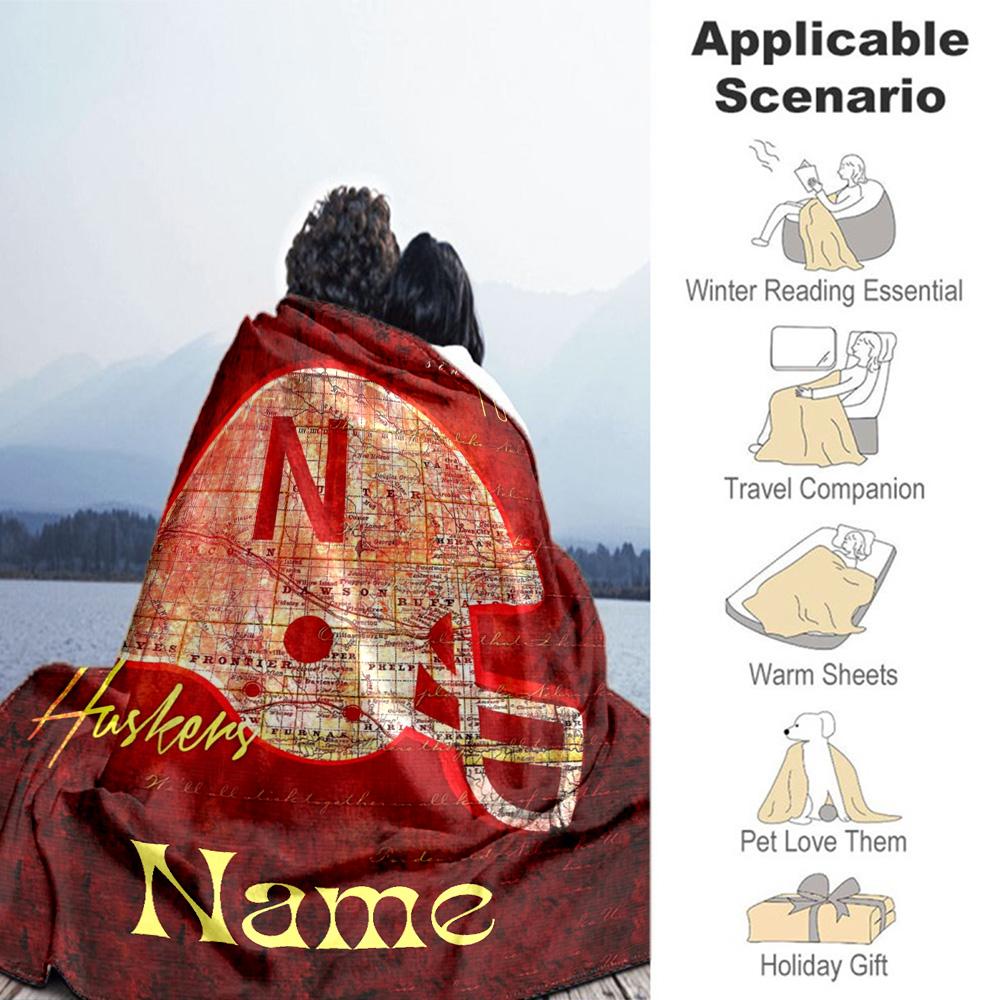 Football Fans Customize Text Blanket Gift Customizable Blanket Soft Warm Cozy for Livingroom Nap Seaside Office All-Season Use