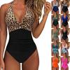 New Tight-fitting One-piece Swimsuit Women's Halter Sexy Cross-color Swimsuit