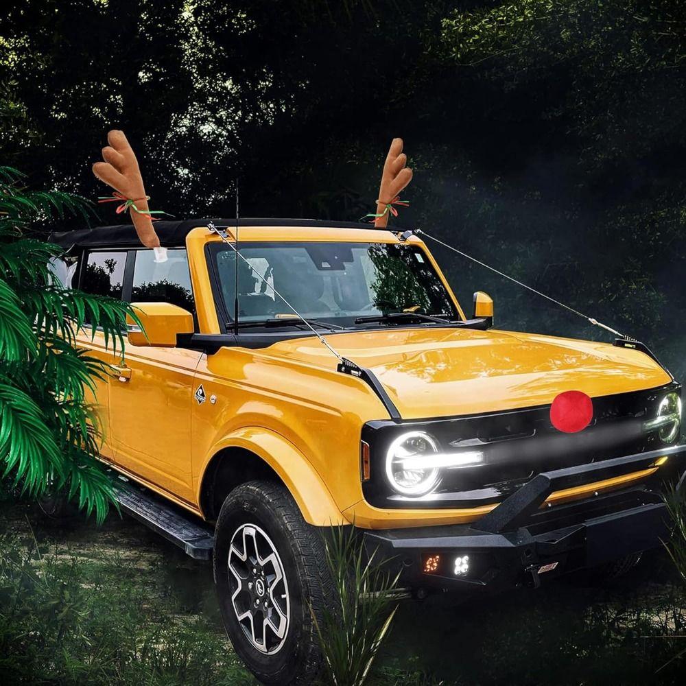 Cartoon Cute Christmas Car Decorations Deer Horn Car Reindeer Antler Kit Exterior Accessories
