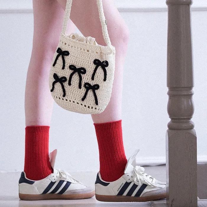 No.198 / Ribbon Crochet Bucket Bag _ Ribbon Black (Ribbon Crochet Bucket Bag)