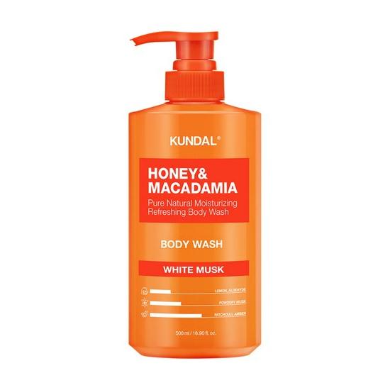 KUNDAL Honey & Macadamia Pure Body Wash White Musk 500ml – Moisturizing Daily Body Cleanser