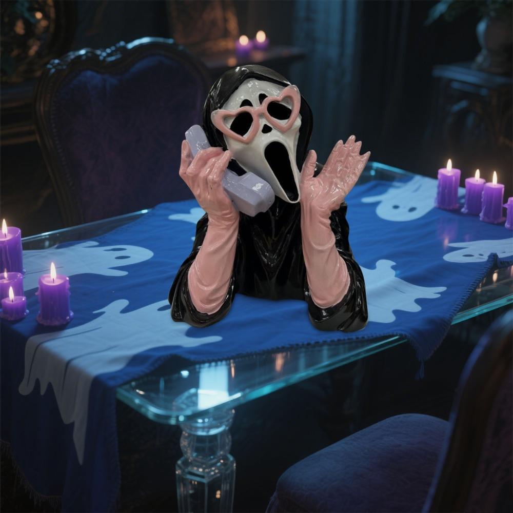 Pink Halloween Ghost Figurine Resin Glowing Ghost Ornament  Haunted House