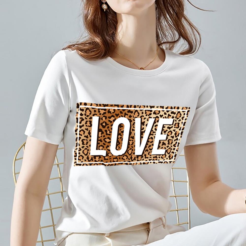 T Shirt Women Summer New Short Sleeve Leopard Print Clothing Women's T-Shirt Harajuku Graphic Clothing Women's Top