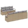 Ensemble de 8 Canapés de Jardin avec Coussins en Rotin Poly Beige Acacia, Sofa de Jardin 2 places avec Coussins en Rotin 3347665