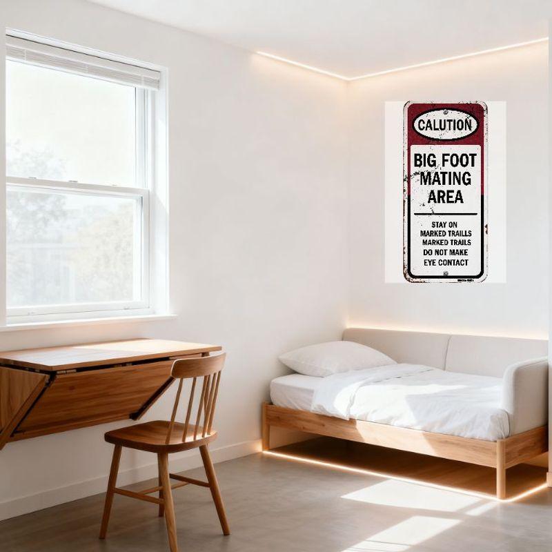 Vintage Rusty Metal Sign Big Foot Mating Area Warning Stay On Trails Do Not Make Eye Contact Decor for Bar Cafe Home Man Cave