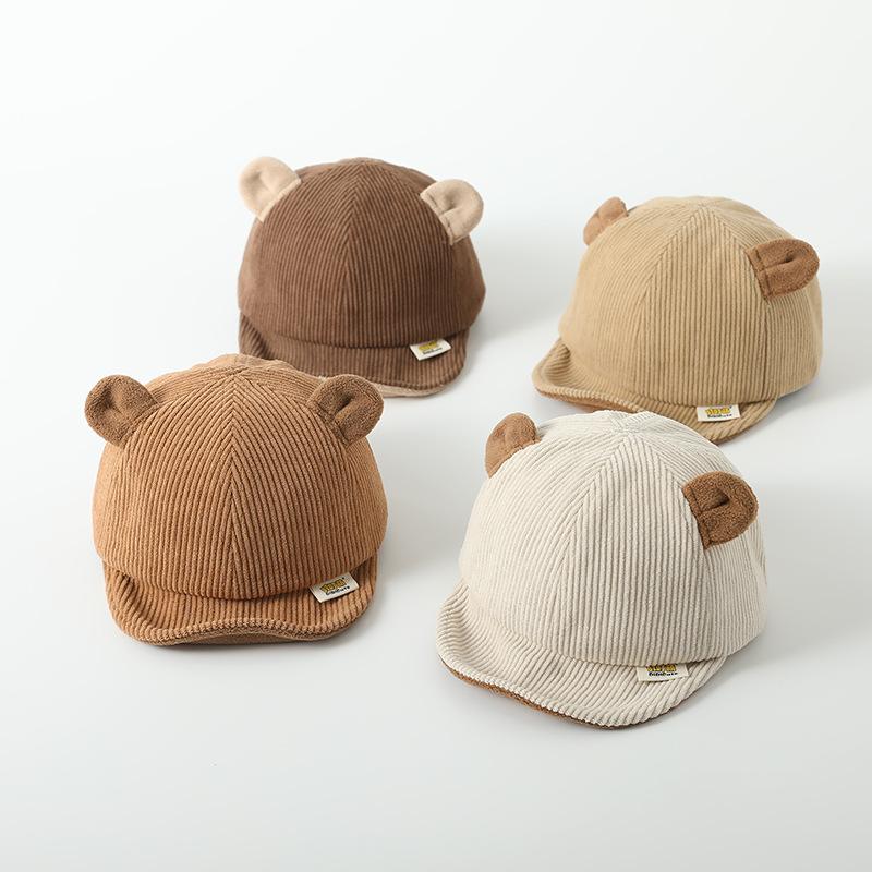 Nuevo Gorro de Bebé de Pana Color Sólido Lindo Orejas de Oso Gorras de Béisbol Ajustables para Recién Nacidos Niños Pequeños Niños Niñas Sombreros para el Sol Invierno Primavera
