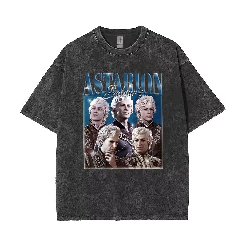 Limited Astarion The Pale ELF T-shirts Baldurs Gate 3 Girl Dinner Vintage Washed T Shirt Men Women Casual High Tshirt