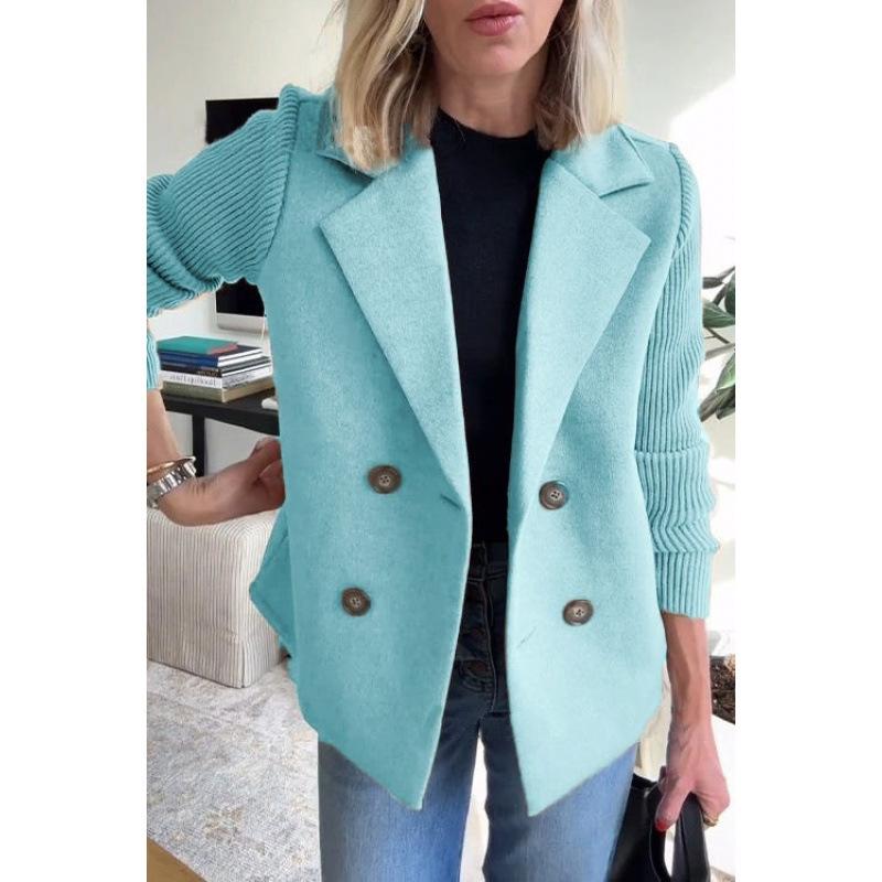 Women S Elegant Fashion Spliced Polyester Coat For Daily Commute