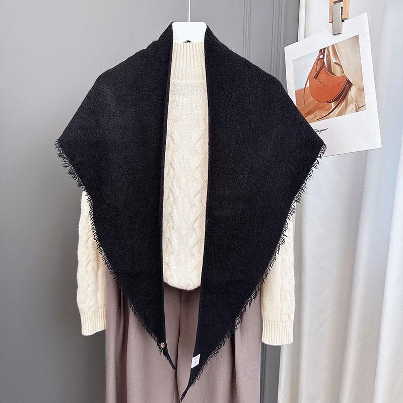 AIM physical wool triangle scarf, women's fringed casual loose literary scarf shawl, soft and skin-friendly scarf