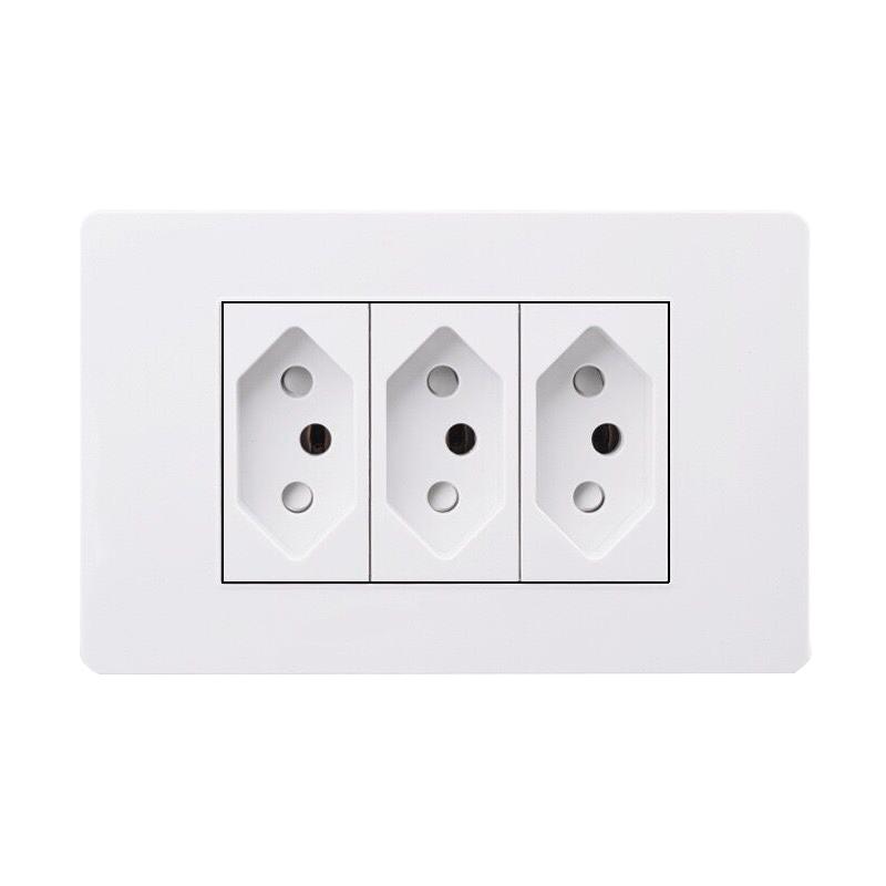 Brazil Standard 20A Wall Power Socket PD 3.0 20W Type-C Dual USB Fast Charge Outlet 118*75mm Flame retardant PC panel Usb Socket