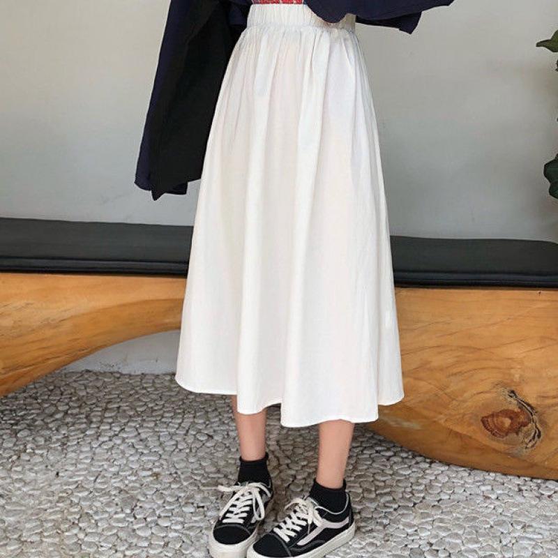 Moteriški balti ilgi sijonai Mada Kišenės Klostuoti Sijonai iki kelių Ruduo 2024 Nauji Kasdieniai Elegantiški Aukštu juosmeniu A silueto Moteriški sijonai