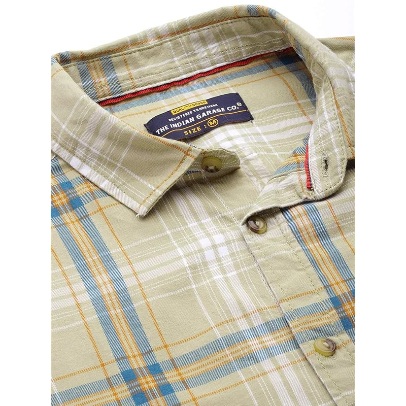The Indian Garage Co Cotton Adult Men' Regular Fit Shirt (0721Sh9509_Beige )