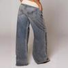 Jeans Vintage Lavati Larghi da Donna Vita Alta Gamba Larga Pantaloni di Tessuto Denim Y2K Streetwear Pantaloni Lunghi Larghi