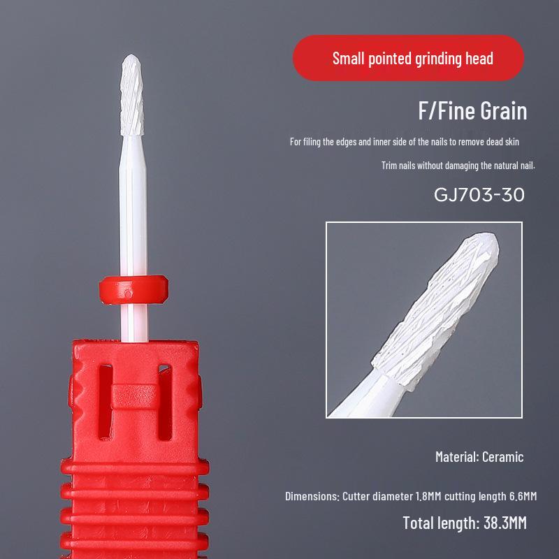 Ceramic Nail Art Grinding Head for Nail and Dead Skin Removal - Non-Heating Replacement Drill Bit.