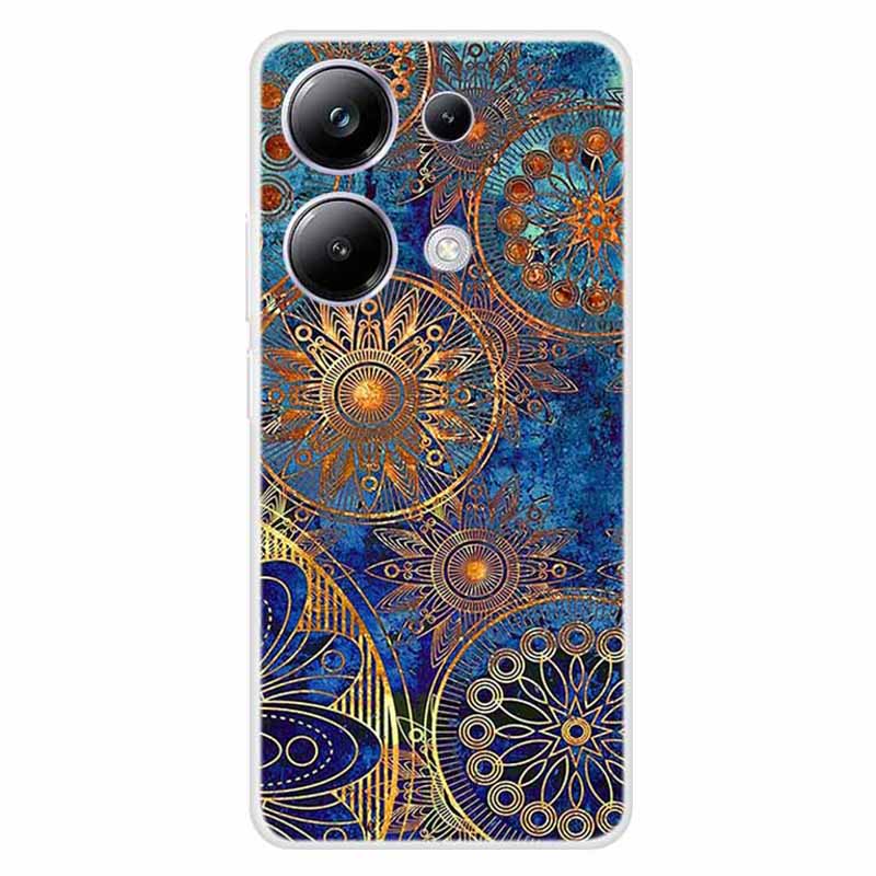 

For Xiaomi Redmi Note 13 Pro 4G/Poco M6 Pro 4G Case TPU Pattern Printing Phone Cover Golden Flower
