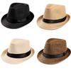 Unisex Hut Männer Frauen Fedora Trilby Breite Krempe Strohkappe Strand Sonne Gentleman Adlut