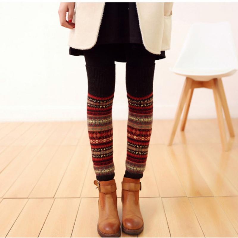 Women's Leg Warmer Winter Long Socks Knit Crochet Legging Stocking