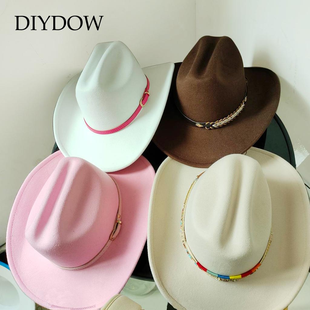 New White Western Cowboy Hat For Men And Women Jazz Cowboy Hat Color Belt Accessories Panama Sombrero Hombre Hat