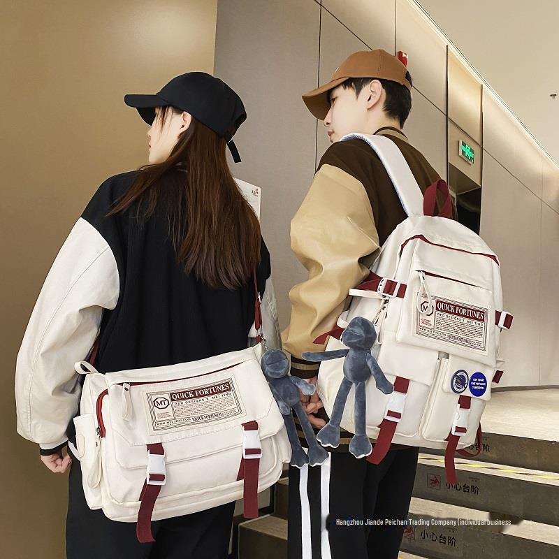 Unisex Forest-Style Shoulder Bag: Trendy, Spacious Backpack & Messenger Bag for Students