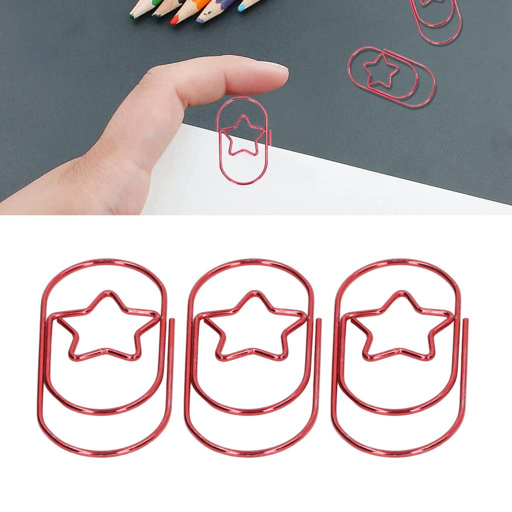40Pcs   Paperclips Star   Rustproof Coating Multi Purpose Cute Paper Clips for Home School